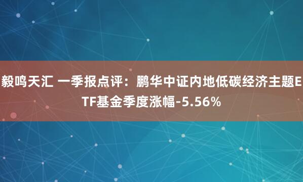 毅鸣天汇 一季报点评：鹏华中证内地低碳经济主题ETF基金季度涨幅-5.56%