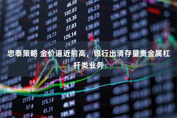 忠泰策略 金价逼近前高，银行出清存量贵金属杠杆类业务